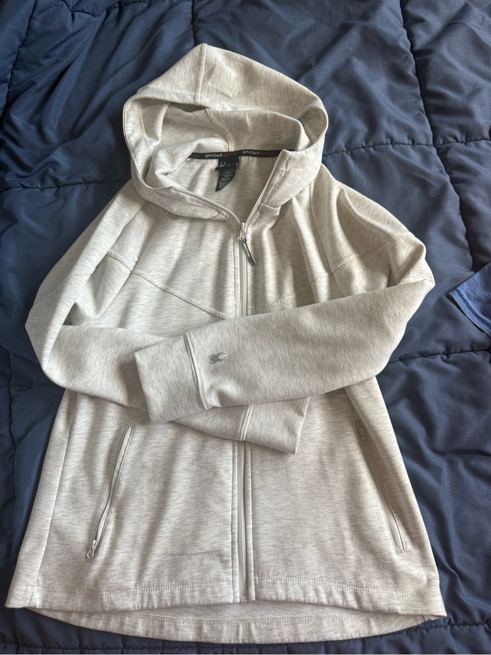 Spyder Light Gray Full-Zip Hooded Sweater